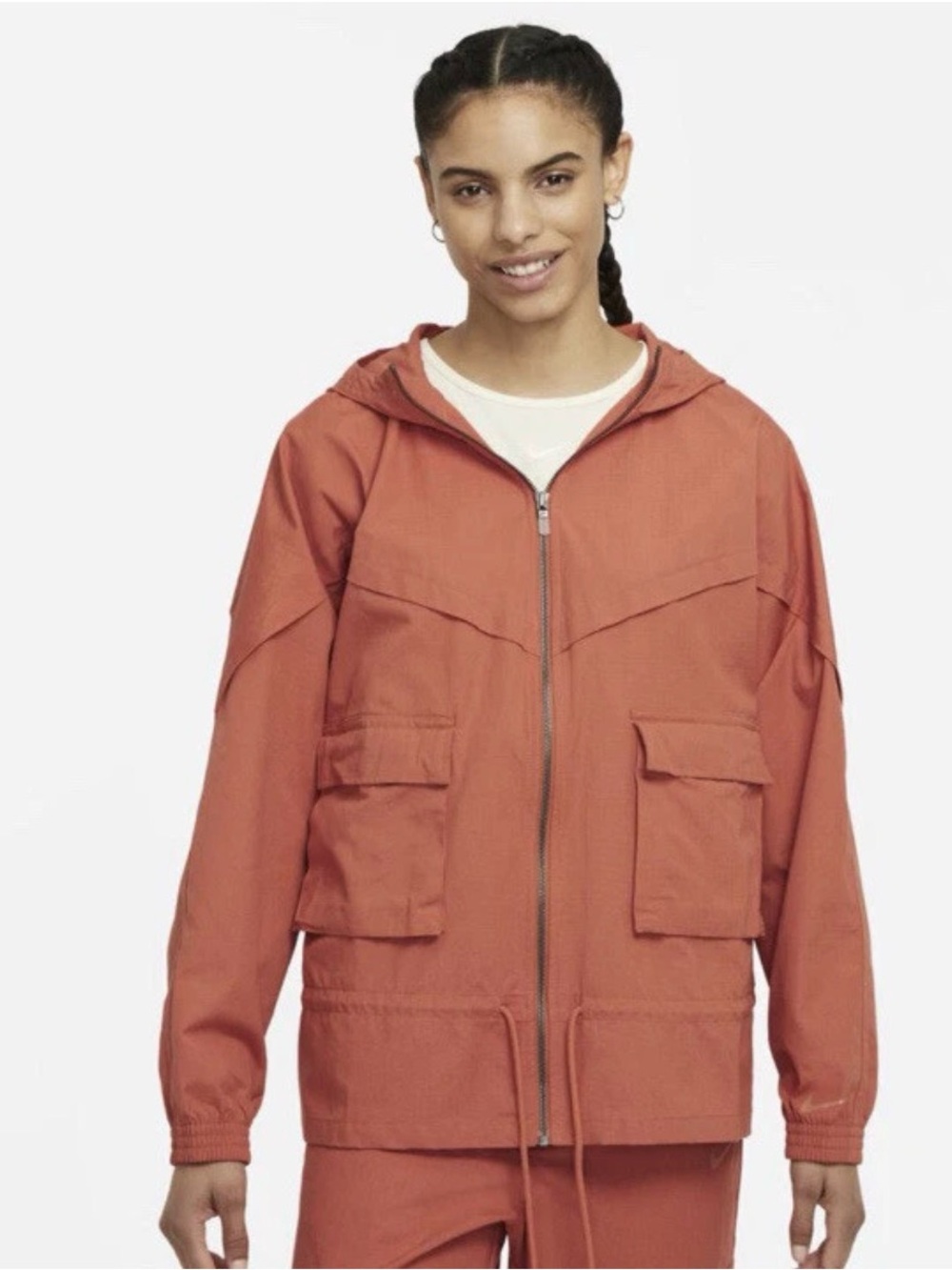 Nike Sportswear Icon Clash Oversized Hooded Ripstop Jacket rust size medium